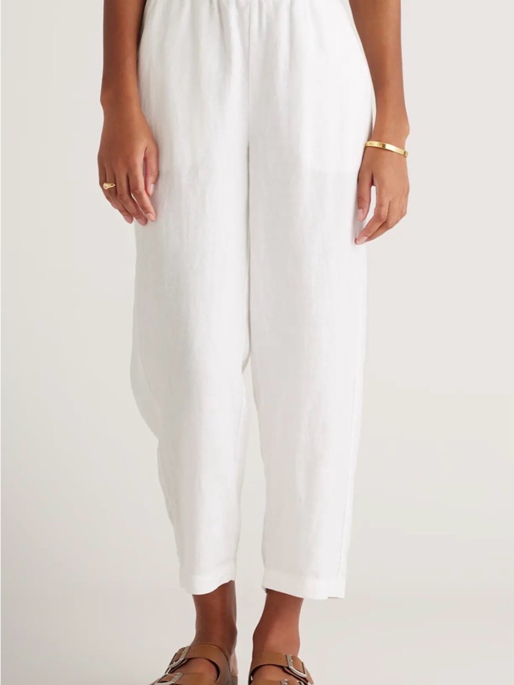 Quince White Cropped Elastic-Waist Pants - Picture 3 of 7